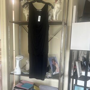 Old Navy Black Draped Midi Dress